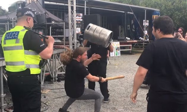 Fan Knocks Himself Out With Baseball Bat During A SLIPKNOT Cover Band Show  (Video)