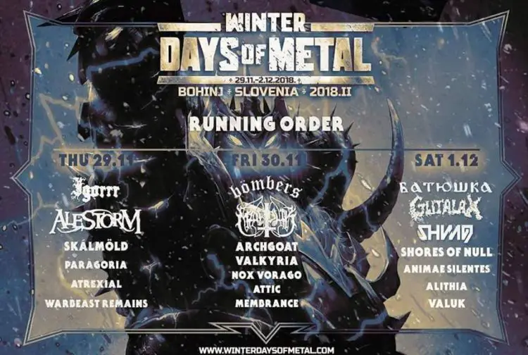 WINTER DAYS OF METAL Running Order Revealed Metal Addicts