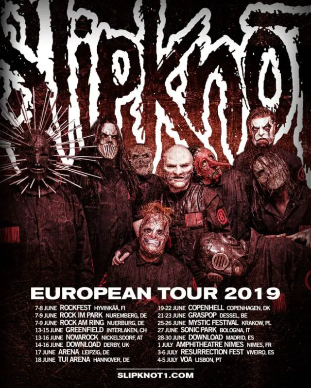 Slipknot 2019 Europe tour