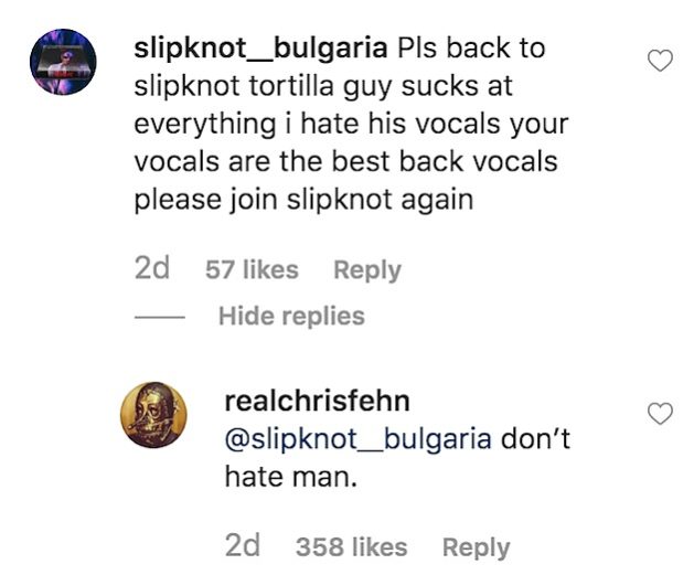 Slipknot Chris Fehn Instagram