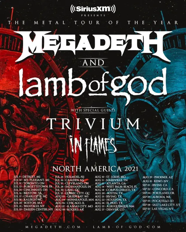 Megadeth Lamb of God Tour 2021