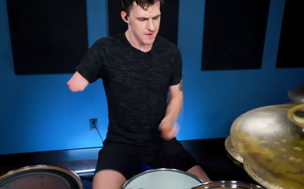 One-Armed Drummer Plays 