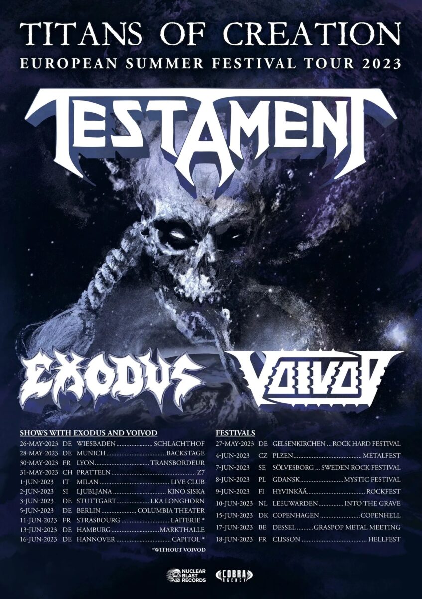 Testament 2023 tour with Exodus and Voivod