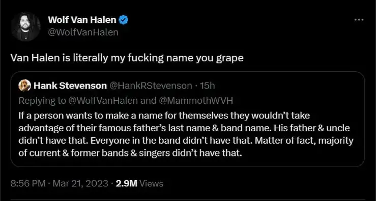Wolfgang Van Halen Stole Name