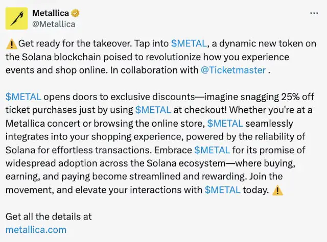 Metallica Crypto Scam