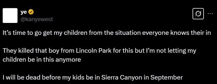 Kanye West X post about Chester Bennington