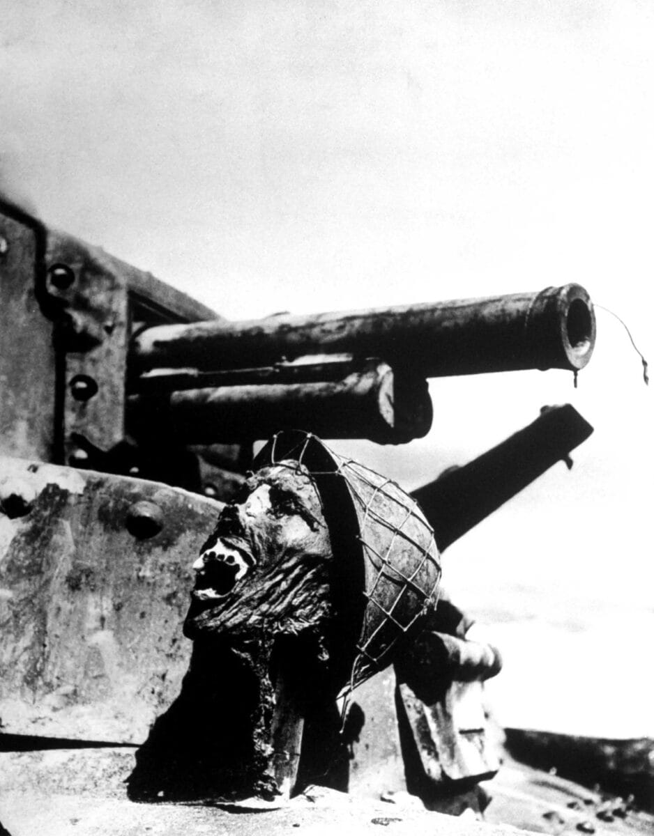 Ralph Morse’s 1942 photo of a Japanese soldier’s skull on a burned-out tank at Guadalcanal