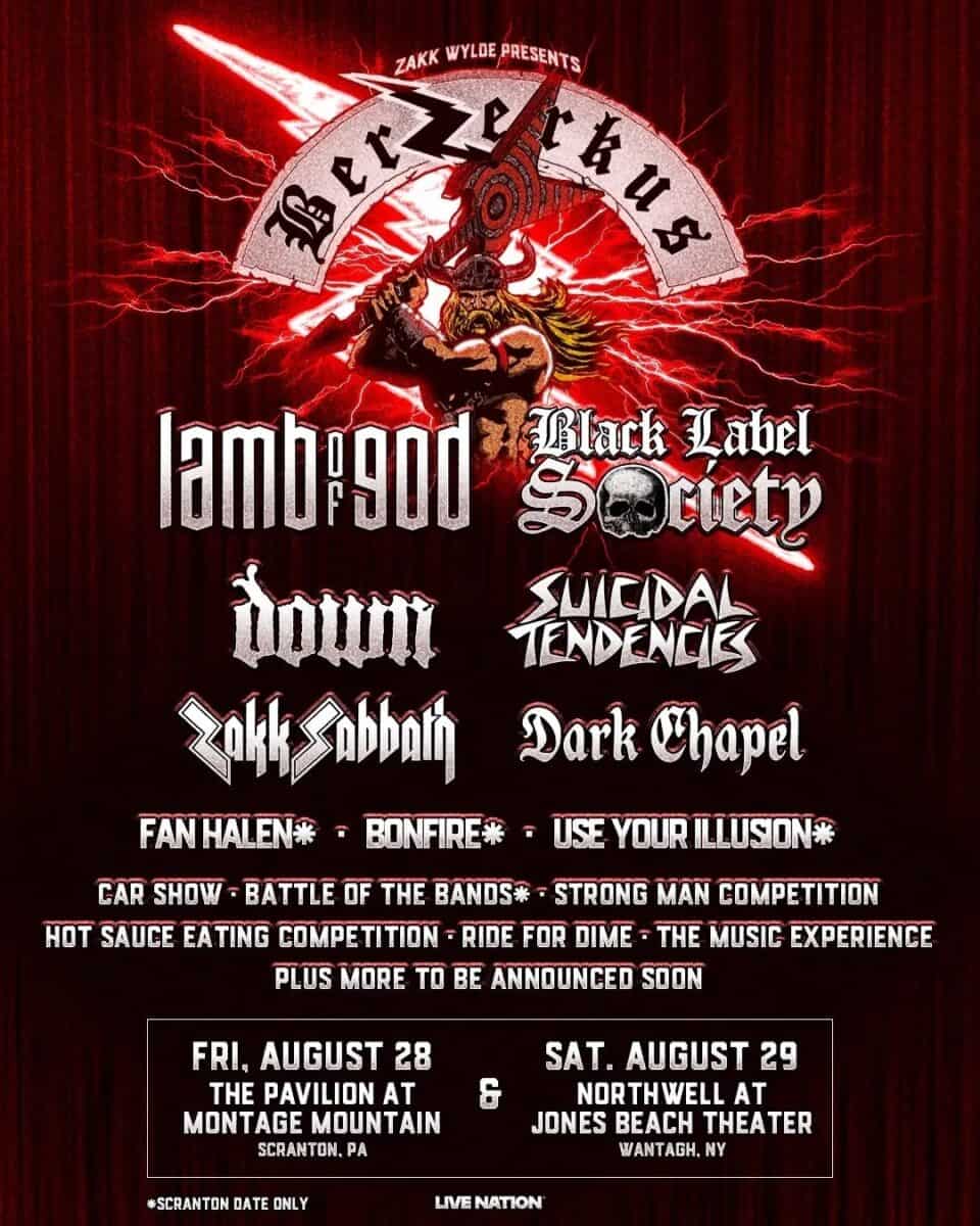 ZAKK WYLDE Unveils 2026 'Berzerkus' Festival Featuring LAMB OF GOD ...
